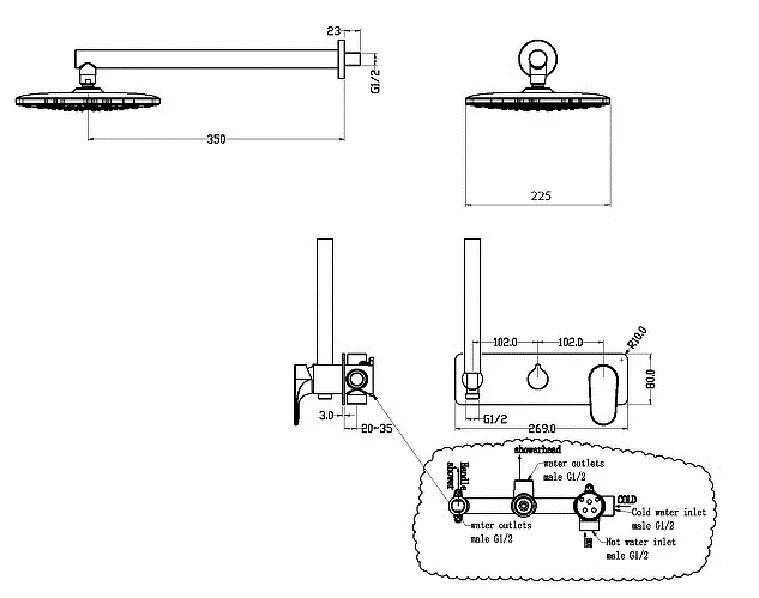 Душевой комплект Boheme Spectre золото 454-G (детальная фотография), душевые комплекты, наборы