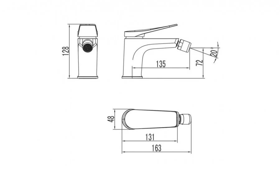 Смеситель для биде Lemark Bronx графит LM3708GM (детальная фотография), для биде