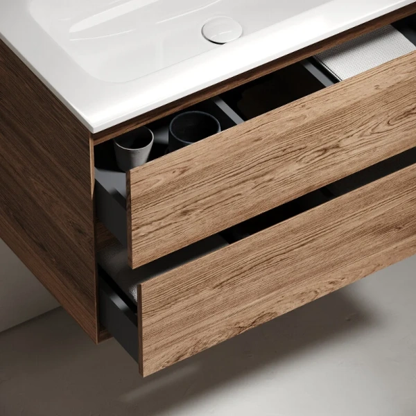 Тумба под раковину подвесная Sancos Marmi 2.0 80 см дуб чарльстон MR2.080ECH (детальная фотография), светло-коричневая