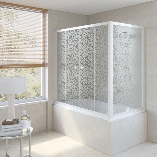Душевая шторка на ванную профиль белый стекло фея Vegas-glass Z2V+ZVF 170*80 01 R03 (детальная фотография)