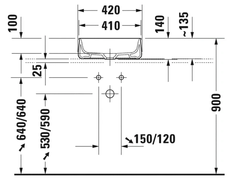 Раковина Duravit Zencha 42 см белый глянцевый 2373420079 (детальная фотография), накладные (на столешницу), пристенные