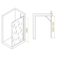 Душевая перегородка RGW Walk In WA-110-B 110 см профиль черный, стекло прозрачное