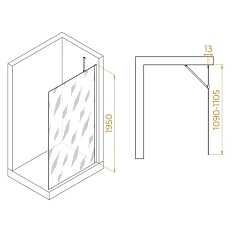 Душевая перегородка RGW Walk In WA-110-B 110 см профиль черный, стекло прозрачное