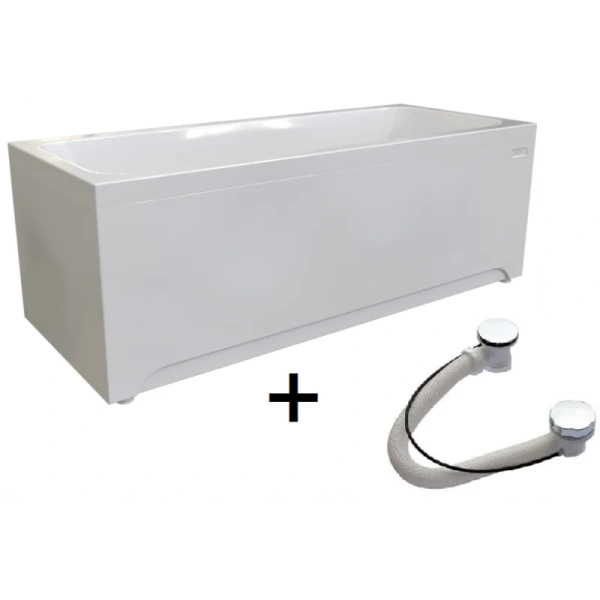 Акриловая ванна Радомир Патрисия 1-01-2-0-1-330К, 175 х 75 см, каркас, фронтальный экран, сифон, слив-перелив автомат в комплекте, белая/хром (детальная фотография), современныe, hi-tech