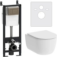 Унитаз с инсталляцией Damixa Sirius с клавишей глянцевый хром