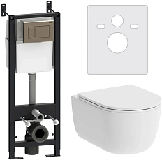 Унитаз с инсталляцией Damixa Sirius с клавишей глянцевый хром