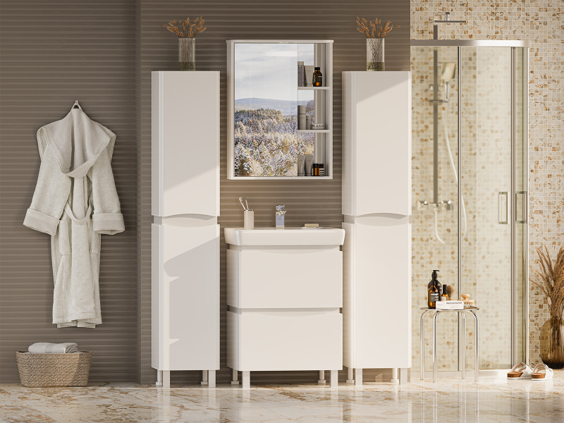 Шкаф-пенал, петли слева, цвет белый, Misty Венера П-ВНР05035-01Л (детальная фотография), недорого index_1