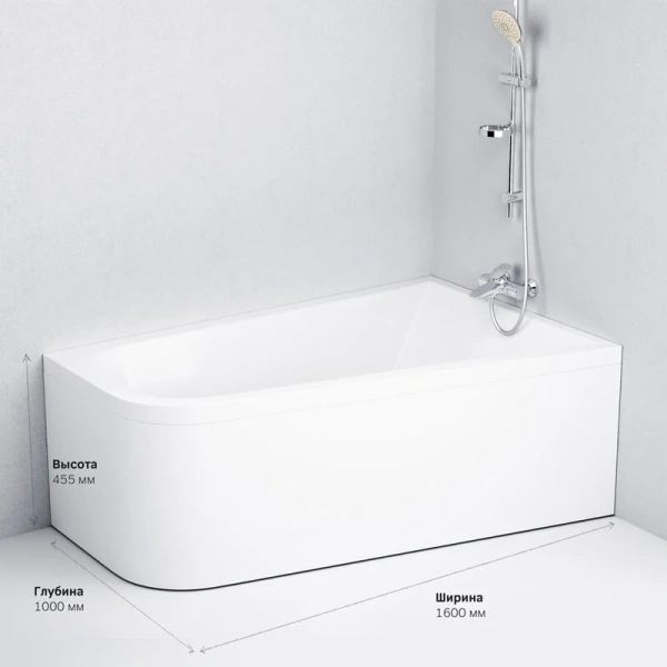 Ванна акриловая Am.Pm Spirit 160х100 см правосторонняя W72A-160R100W-A2 (детальная фотография), современныe, hi-tech