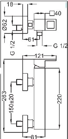 Смеситель для душа Cezares Molveno хром MOLVENO-DM-01-Cr (детальная фотография), для душа