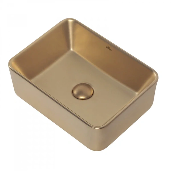 Раковина Abber Rechteck 40,5 см золото матовое AC2213MMG (детальная фотография), маленькие, в форме чаши, прямоугольной формы