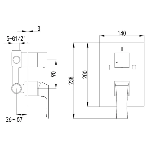 Смеситель для ванны и душа, хром Lemark Unit LM4528C (детальная фотография), для ванны