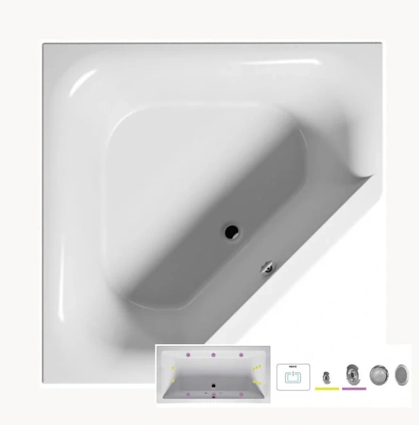 Ванна гидромассажная Riho Austin 145 x 145 см, FLOW BA1100500000000_FLOW (детальная фотография)