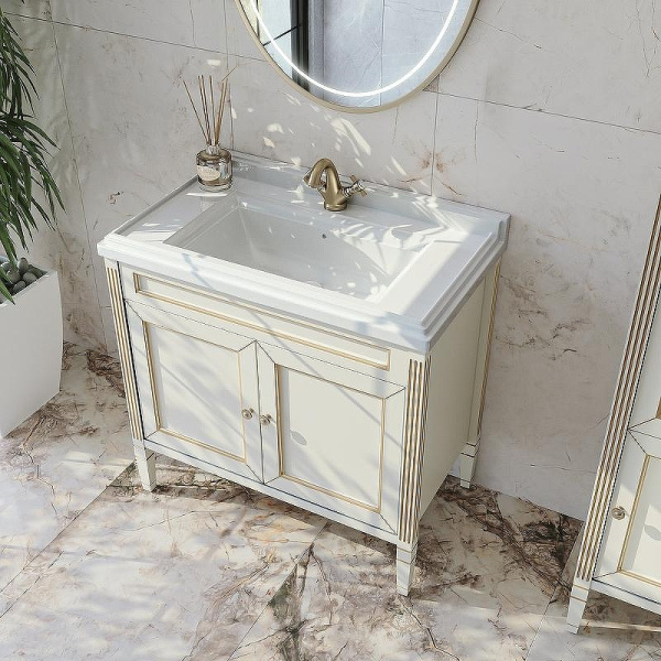 Тумба с раковиной напольная Caprigo Albion Promo 90 см Bianco Antico 33319UV-011.VOT.00.20 (детальная фотография), классика, ретро