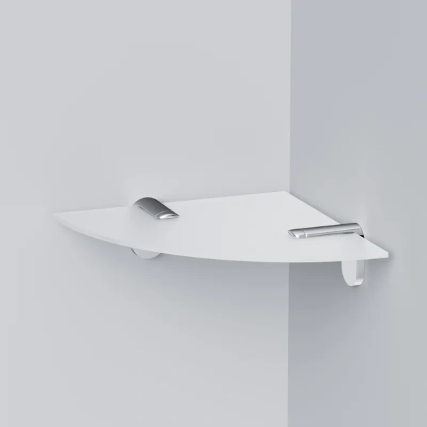 Полочка для ванной AM.PM X-Joy 20 см угловая A8434900 (детальная фотография), металлические, стеклянные