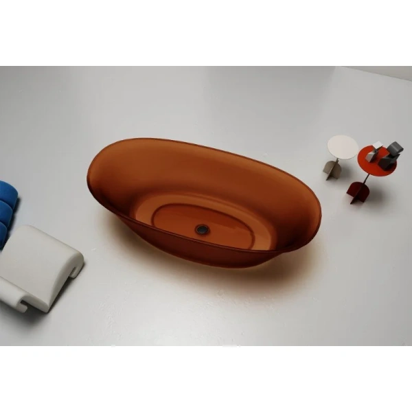 Ванна из полиэфирной смолы Abber Kristall 170x75 см коричневая AT9707Opal (детальная фотография), овальные