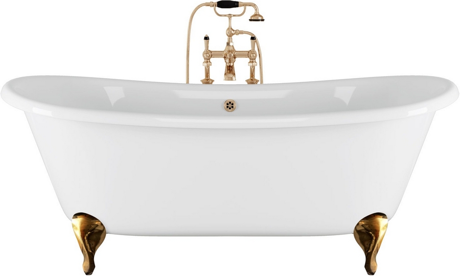 Ванна чугунная Devon & Devon Admiral 182х81 см два отверстия под смеситель, ножки латунь полированная 2MRADMIRALFPSOTDD (детальная фотография)