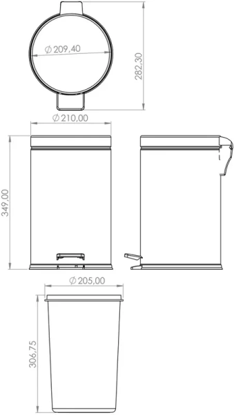 Мусорное ведро Berges с микролифтом 121007 (детальная фотография), напольные