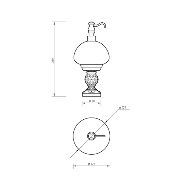 Дозатор для мыла Migliore Cristalia золото 16831 (детальная фотография), классические, ретро, с кристаллами swarovski, декорированные