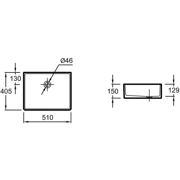 Раковина Jacob Delafon Delta 51 см накладная EVH001-00 (детальная фотография), современные, hi-tech