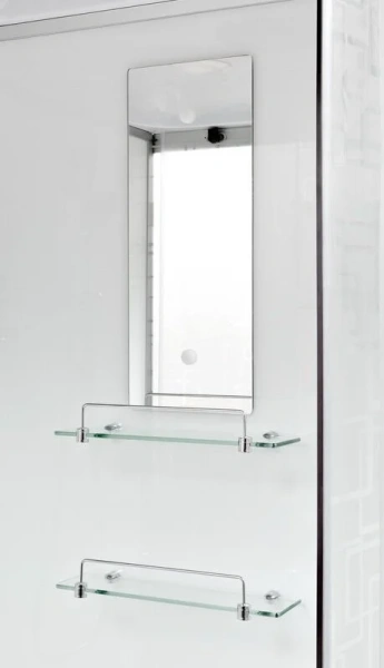 Душевая кабина Deto EM 120x80 см с зеркалом EM4512LGM+EL (детальная фотография), угловые, недорогие, для дачи, с гидромассажем, c тропическим душем, с вентиляцией, с крышей, с сиденьем