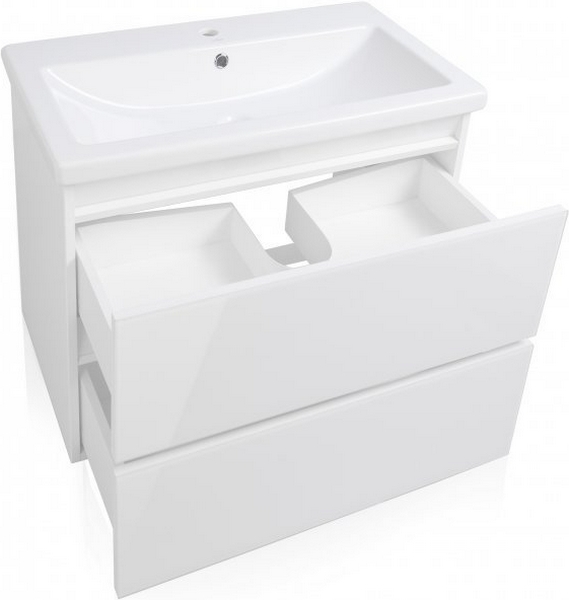 Тумба с раковиной подвесная Style Line Даймонд СС-00000483 80 см с ящиками (детальная фотография), современная, hi-tech