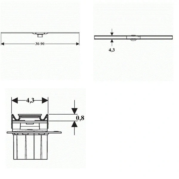 Решетка Geberit CleanLine 90 см нержавеющая сталь 154.456.KS.1 (детальная фотография), решетка