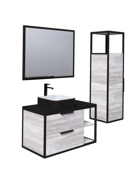 Тумба под раковину подвесная Grossman Лофт 90 см шанико/черная 109002 (детальная фотография) index_1