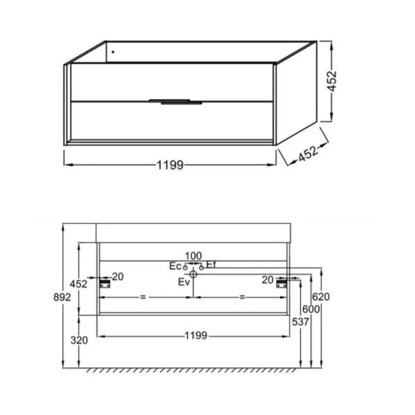 Тумба под раковину подвесная Jacob Delafon Vivienne 120 см белая/дуб табак EB1509-E52-N18 (детальная фотография), в наличии