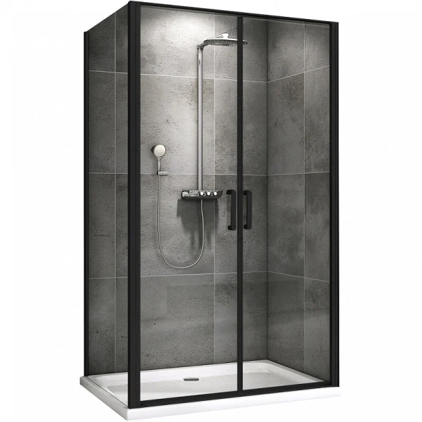 Душевой уголок Abber Sonnenstrand 100х85 см профиль черный, стекло прозрачное AG04100BC-S85B (детальная фотография)