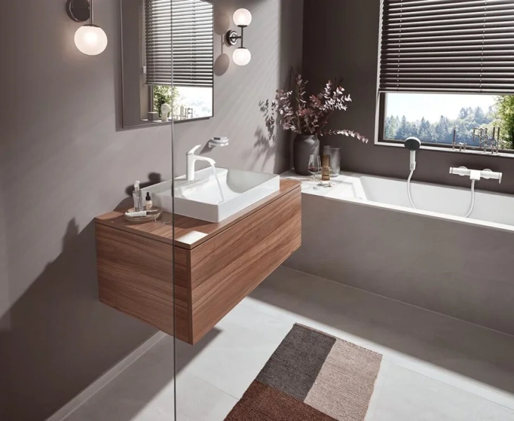 Смеситель для ванны Hansgrohe Vivenis матовый белый 75420700 (детальная фотография), современные, hi-tech