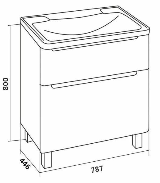 Тумба с раковиной напольная Grossman Адель 108007 80 см белая (детальная фотография), в наличии, по запросу