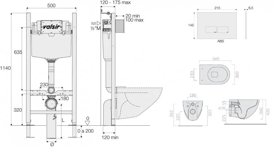 Унитаз с инсталляцией Valsir Dream клавиша смыва хром KIT VSCR 7317NEMT Slim P3 (детальная фотография), с инсталляцией