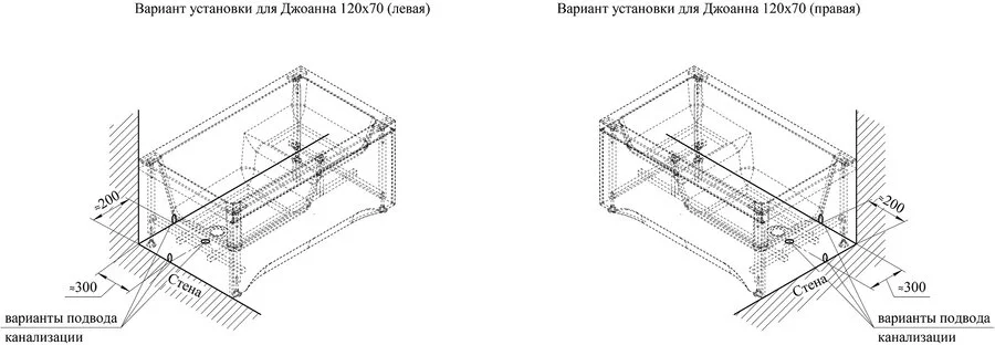 Акриловая ванна Радомир Джоанна 2-89-2-0-1-253Р, 120 x 70 см, фронтальный экран, каркас разборный, сифон, слив-перелив автомат в комплекте, белая (детальная фотография), прямоугольные