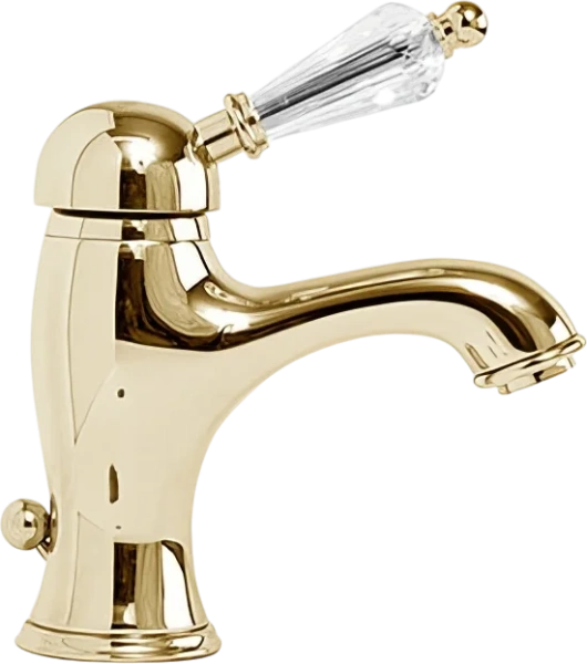 Смеситель для раковины Cezares Vintage золото 24 карат, ручка с кристаллом Swarovski VINTAGE-LSM1-03/24-Sw (детальная фотография)