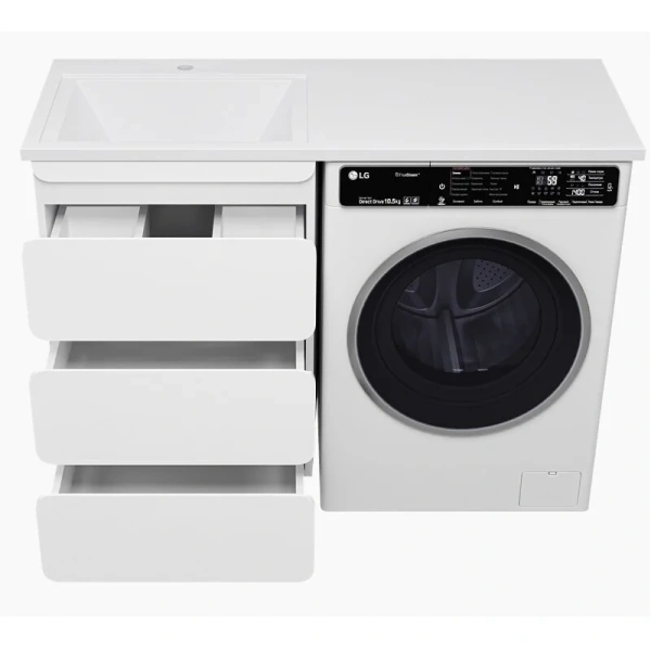 Тумба под раковину напольная Misty Чегет 55 см белая П-Чег-01055-01Н3Я (детальная фотография), напольная, пристенная