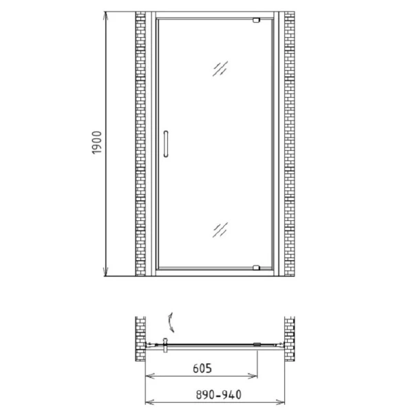 Душевая дверь Gemy Sunny Bay 90 S28170 (детальная фотография), современные, hi-tech