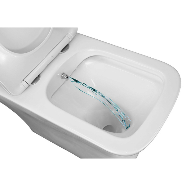 Унитаз моноблок Azario Lodi с функцией биде AZ-8617B (детальная фотография), безободковые, сиденье с микролифтом , с антивсплеском, c функцией биде, моноблок, низкие