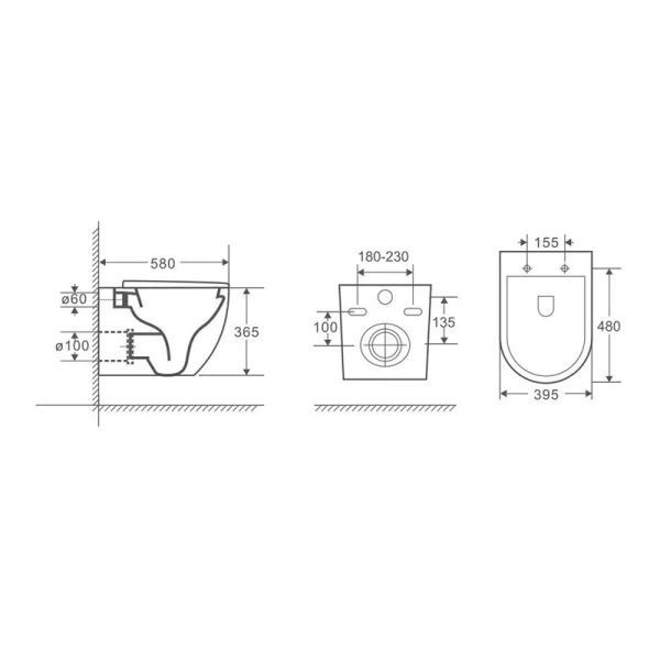 Унитаз подвесной Grossman безободковый GR-4451S (детальная фотография), современные, hi-tech