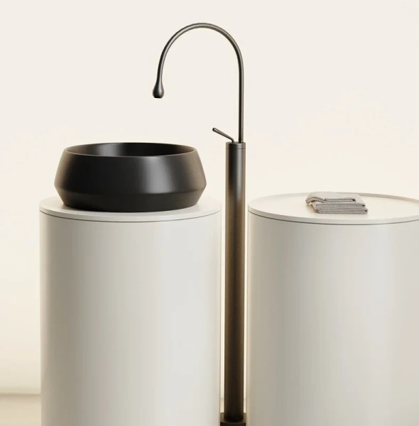 Раковина Ceramica Nova Maya 35 см черная матовая CN12004MB (детальная фотография), маленькие, в форме чаши, круглой формы