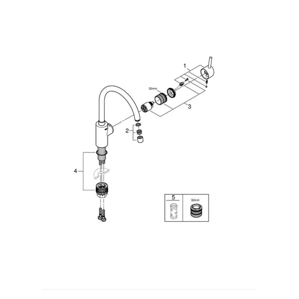 Смеситель для кухни Grohe Concetto суперсталь 32661DC3 (детальная фотография), матовый хром