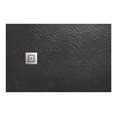 Душевой поддон BelBagno Uno 120х80 см черный, накладка хром