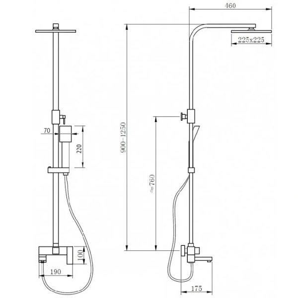 Душевая стойка Abber Daheim золото матовое AF8216G  (детальная фотография), современные, hi-tech