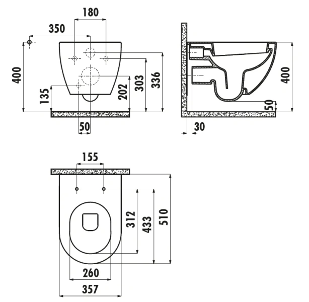 Унитаз подвесной Creavit Free антрацит FE320-11AM00E-0000 (детальная фотография), подвесные, встраиваемые