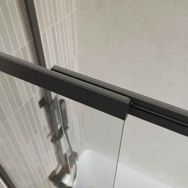 Шторка для ванны BelBagno Luce 100х145 см профиль черный LUCE-VF-11-100/145-C-NERO (детальная фотография), недорогие