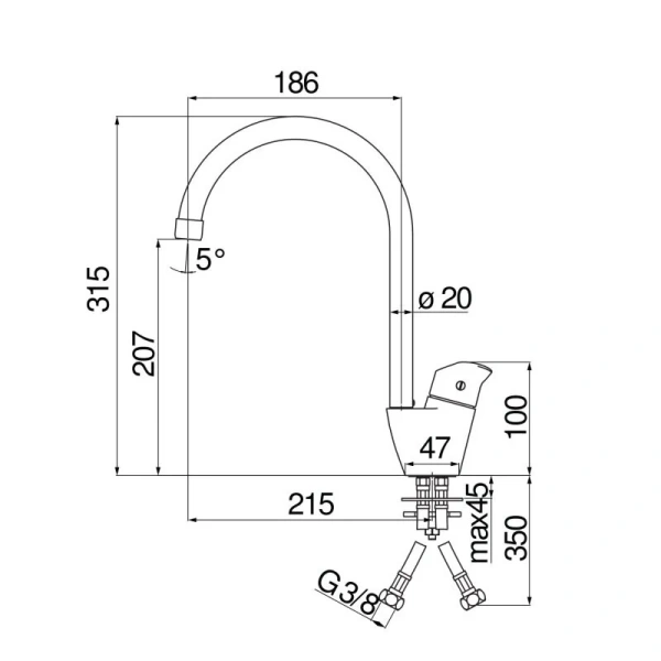 Смеситель для кухни Nobili Blues хром BS101113CR (детальная фотография), для кухни