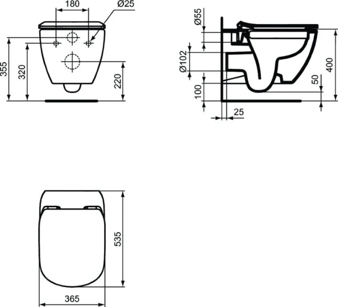 Унитаз с инсталляцией Ideal Standard ProSys Tesi технология Rimless, сиденье микролифт T355101PT15 (детальная фотография), с инсталляцией index_1