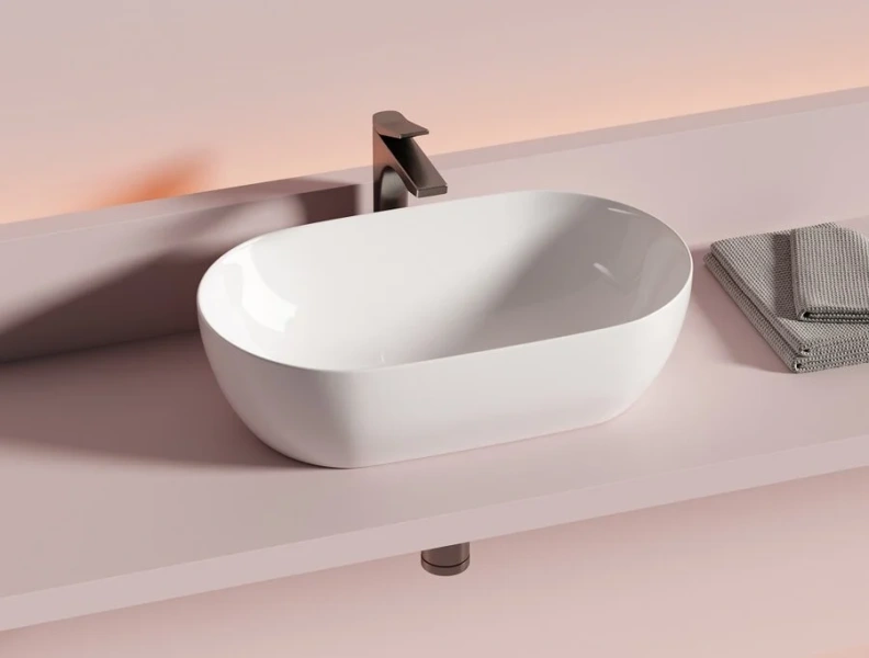 Раковина Ceramica Nova Twist 50 см белая CN12001 (детальная фотография), накладные (на столешницу)