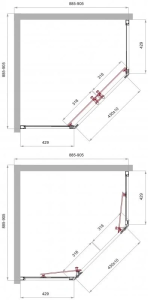 Душевой уголок BelBagno Uno-195 90х90 см профиль черный UNO-195-P-2-90-C-NERO (детальная фотография), многоугольные