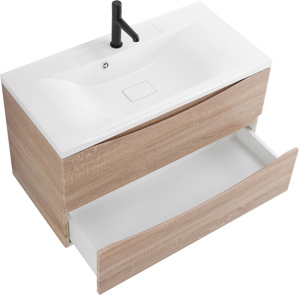 Тумба под раковину подвесная BelBagno Marino 100 см rovere bianco MARINO-1000-2C-SO-WO-P (детальная фотография), подвесная, пристенная