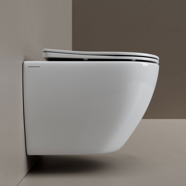 Унитаз подвесной Ceramicanova Mia белый CN4012T (детальная фотография), безободковые, сиденье с микролифтом , с антивсплеском